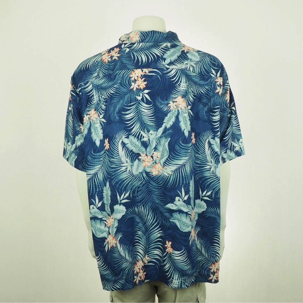 New Caribbean Hawaiian Shirt Mens 4XB Blue Floral Silk Blend Tropical AOP Camp - Picture 3 of 4